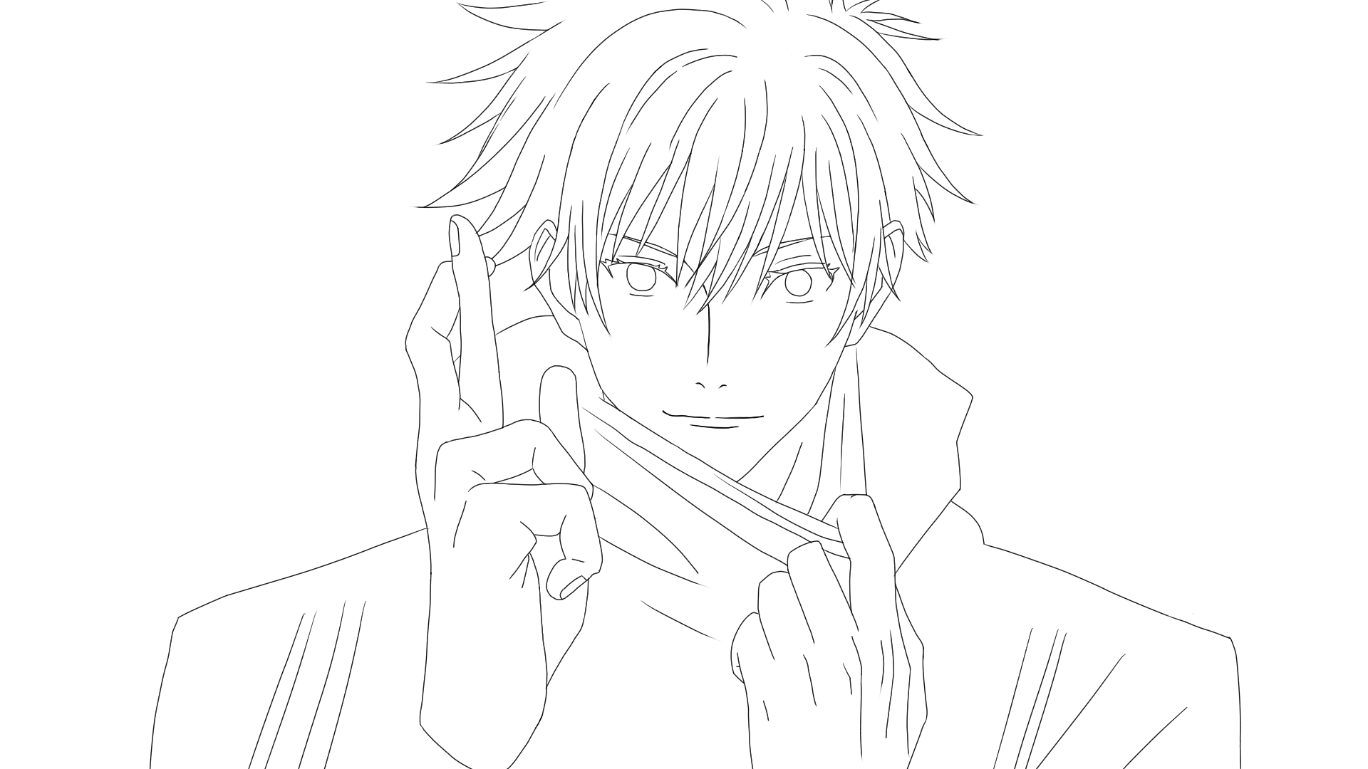 Yuuri お題箱で模写リク受付中 呪術廻戦 五条悟 線画 原作読んでなくてアニメしか見てませんが面白いですね 呪術廻戦 五条悟 模写 線画 T Co Dow3yaodf1 Twitter