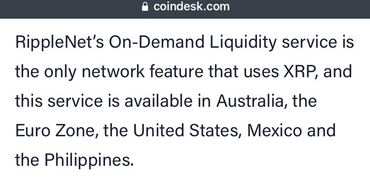 So if the author knows about ODL, then why did he just say Ripple didn't require XRP in its products. I'm confused. ODL IS using XRP.Corridors need to be added one by one and liquidity built in every corridor. It takes time. Rome wasn't built in a day.