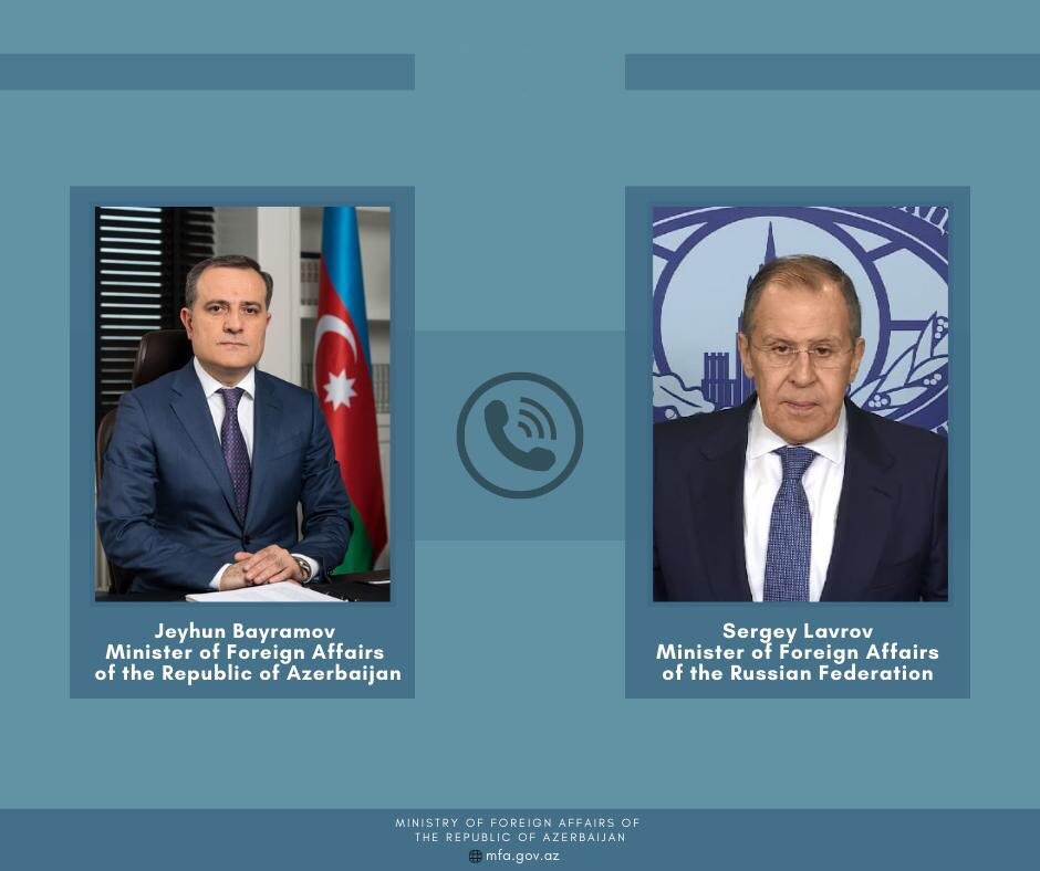 Bayramov_Jeyhun's tweet photo. During the phone conversation with the Minister of Foreign Affairs of the Russian Federation Sergey Lavrov exchanged views on the implementation of the trilateral statement of 10 November 2020, as well as on bilateral and international issues of mutual interest. https://t.co/UCabzgP7Uc