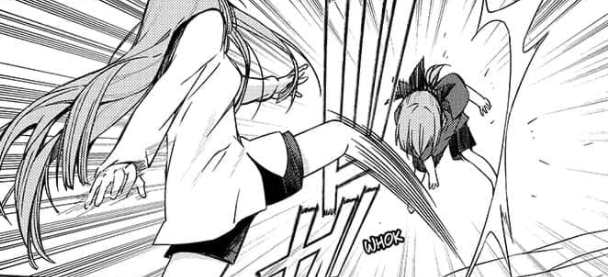 tw // physical abusethen we get to the part where she actually talks to mahiru. her sister punches her, kicks her twice (both times she literally flew across the room), jabbed her neck and knocked her down, then grabbed her head and repeatedly slammed it against a wall.