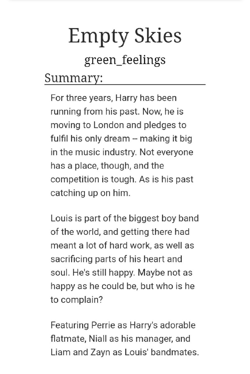 - Empty Skies( https://archiveofourown.org/works/1261096/chapters/2599474)