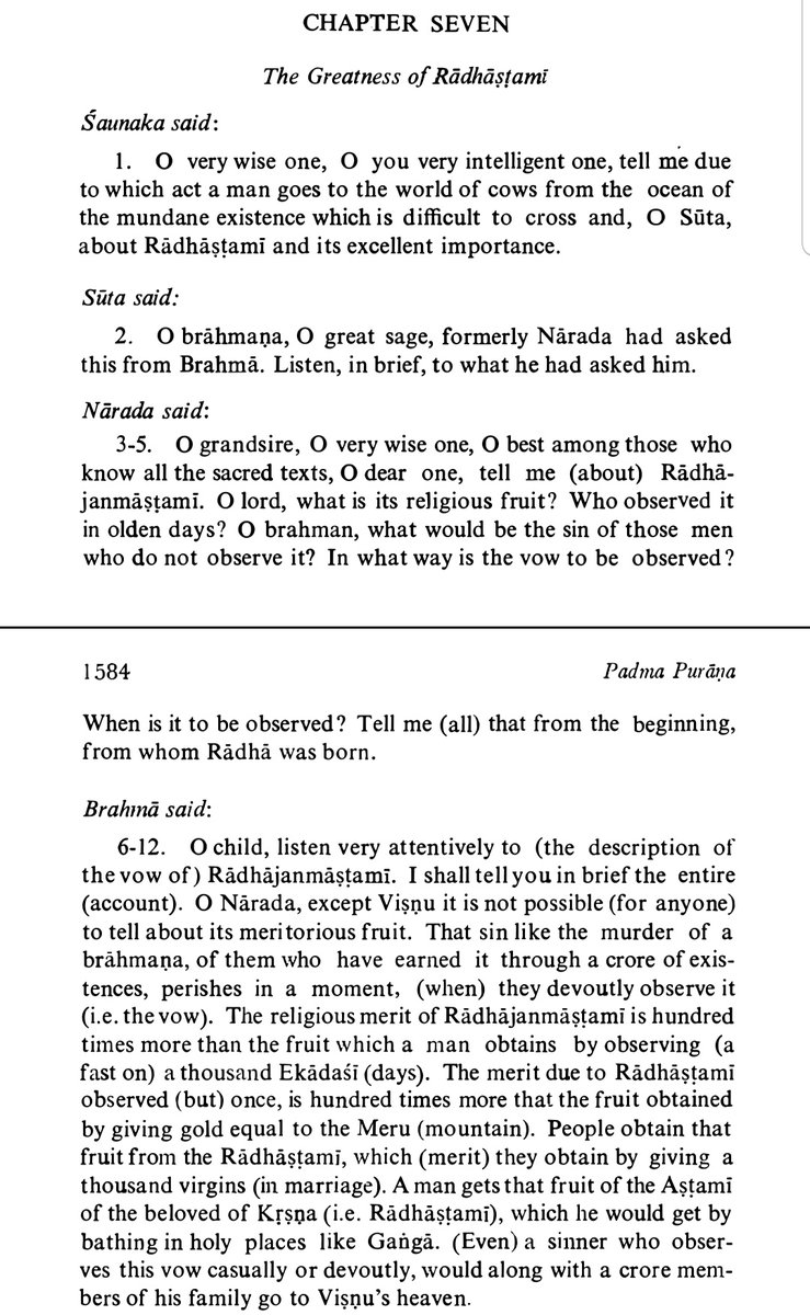 Padma Purana mentions Greatness of Radha Ashtami