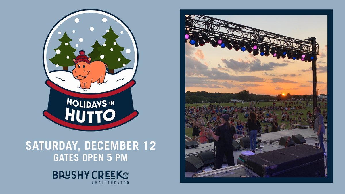 Tickets are still available for #HolidaysInHutto, spread across 13 acres of space at #BrushyCreekAmp, starting at 5 p.m. TONIGHT!

Enjoy live performances and seasonal activities for just $15 per adult and $5 per child, 12 and under.

🎟️: bit.ly/3lE6J0p