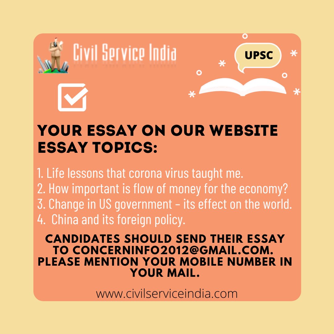 CivilserviceInd's tweet photo. For learning new skill and success in upsc exam participate in essay contest!
WINNER will get free subscription of current affairs E magazine for six months
https://t.co/VW0SeDTveQ
#letscrackupsc #ias #upsc #currentaffairs #essays #emagazine #contest #essaytopic #upscaspirants https://t.co/IVHMGXiiR7
