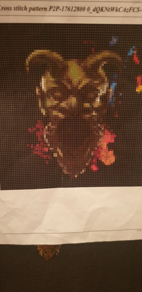 KateJeffery5's tweet photo. Secret Santa present for my #TombOfAnnihilation DM, based on cover art by Ben Oliver. Fairly happy with how it turned out, although a mistake early on meant I had to wing some of it! Pattern converted by https://t.co/i0aCLoPPSR #NerdStitch #DND #CrossStitch #NerdCraft https://t.co/dzAHtA7x09