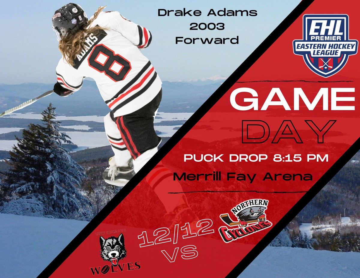 newenglandwolv1's tweet photo. Doubleheader today in Laconia!  Fans encouraged to attend and bring a toy to get FREE admittance. @EHL_Hockey plays Seacoast at 530pm and @EHLpremier plays a non-league game vs Cyclones.  Come check out the action.  #newolves #HolidaySeason https://t.co/hdFhkfHVTJ