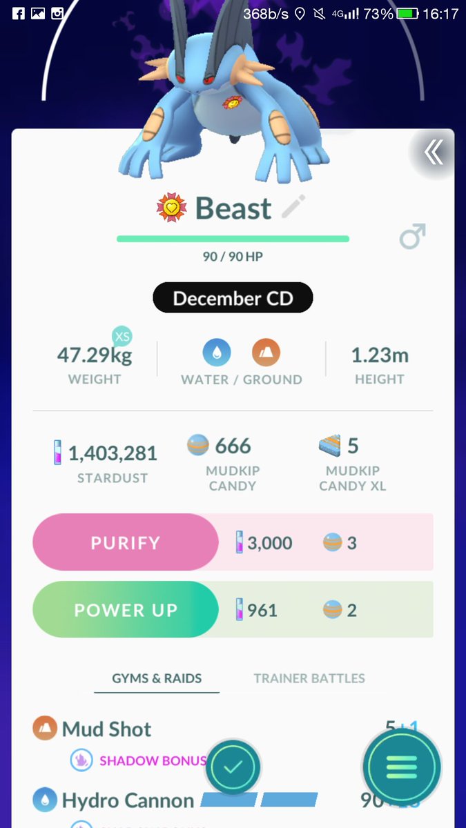 finderskeepah's tweet photo. The wait was worth it additional to a saved Elite Charge TM. #PokemonGOCommunityDay
#ShadowSwampert
#PokemonGO
#beastmode #Battlers https://t.co/CXRHKvPUi8