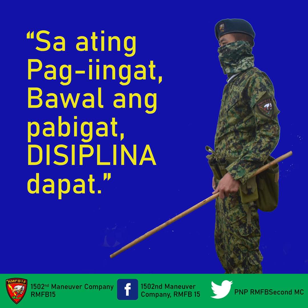 PNPRmfb1502ndMC's tweet photo. During this COVID-19 pandemic the PNP used the "Yantok" as a measuring tool for social distancing, maintaining the safety of the public and to make sure the community to follow the Minimum Health Standard set by the IATF.

#PNPKakampiMo
#RMFB15Cares
#DIsiplinaAngKailangan https://t.co/F8NSTIuEZn