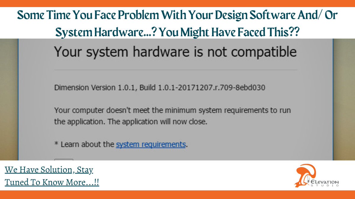 StudioElevation's tweet image. Some Time You Face Problem With Your Design Software And/ Or System Hardware...?
You Might Have Faced This??
#architecturesoftware #elevationdesigning #elevationstudio