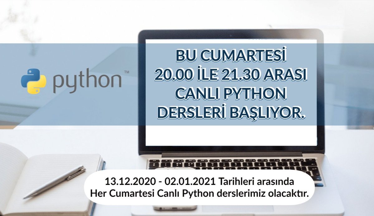 ElifKAR25938713's tweet image. Bu akşam  saat 20.00 da Canlı Python dersi başlayacaktır.
Dersin canlı yayınlanacağı link:  youtu.be/Kpn3x5KKpE0 

#pandemidepython
#pythondersleri
#pythoncanllıdersler