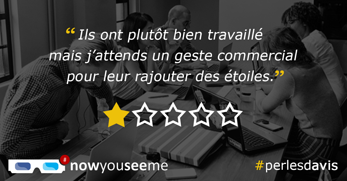 NowYouSeeMeTwit's tweet photo. Un problème avec les avis sur votre entreprise ? 🆘
Avis injustes, abusifs ou frauduleux, ne vous laissez pas faire !
Défendez-vous : contactez nowyouseeme, votre agence de conseil en e.réputation. ✅

★☆☆☆☆ → ★★★★★

#eréputation #avisclients #avissalariés #avisenligne https://t.co/zTJhbWMuFK