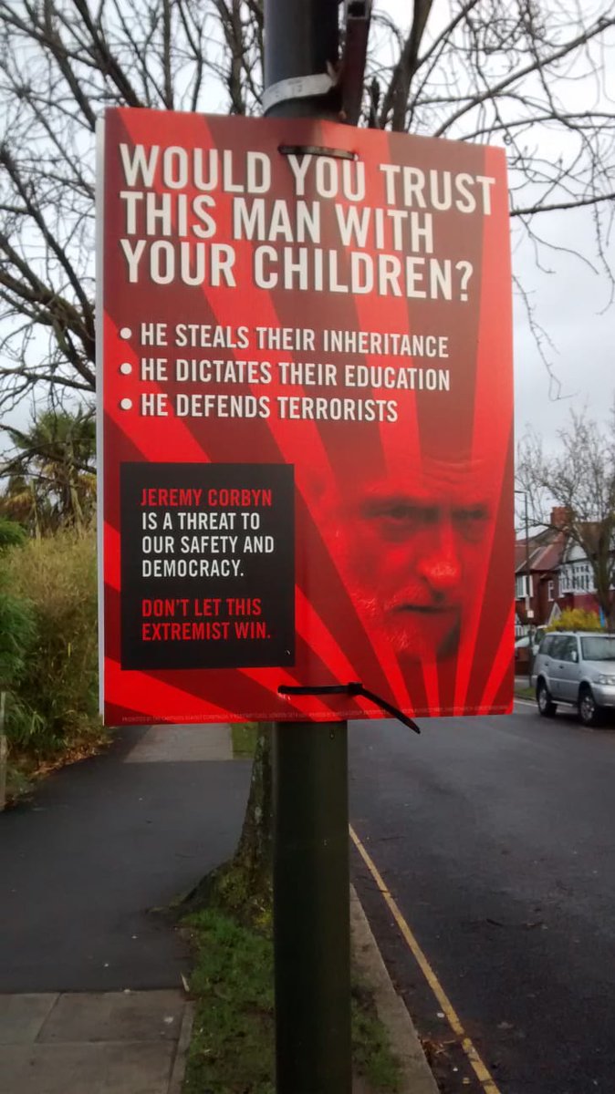 jonpeps's tweet photo. THREAD:

This time last year, I was cycling round Wimbledon Constituency in the pissing rain taking down illegal signs like this one, dozens of which had mysteriously appeared overnight, <250m from polling stations, in breach of the Polling Stations (Regulation) Act 2007 https://t.co/dOaRO4EGQ3