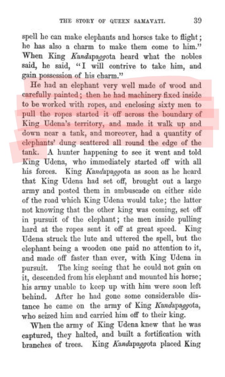 4/89More than 200 years before Bāṇabhaṭṭa, Buddhaghoṣa wrote of a wooden mechanical elephant that was pulled by ropes from the inside and that housed as many as 60 soldiers inside.But even this doesn't seem to be an original idea as we go further back in time.