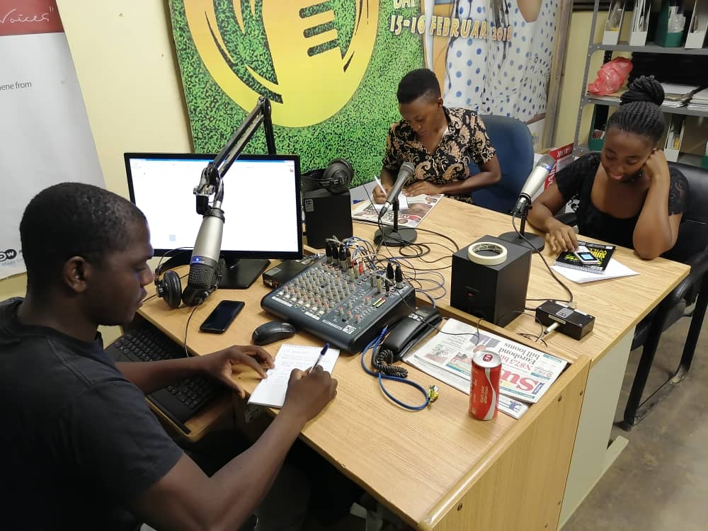NCBN_Namibia's tweet photo. Another big NCBN community radio training completed at Kunene Radio in Opuwo. As a pair, trainers Hesron Kapanga and Levi Katire did 3 radio stations within 3 weeks. Supported by @dw_akademie https://t.co/e84rmDinnj