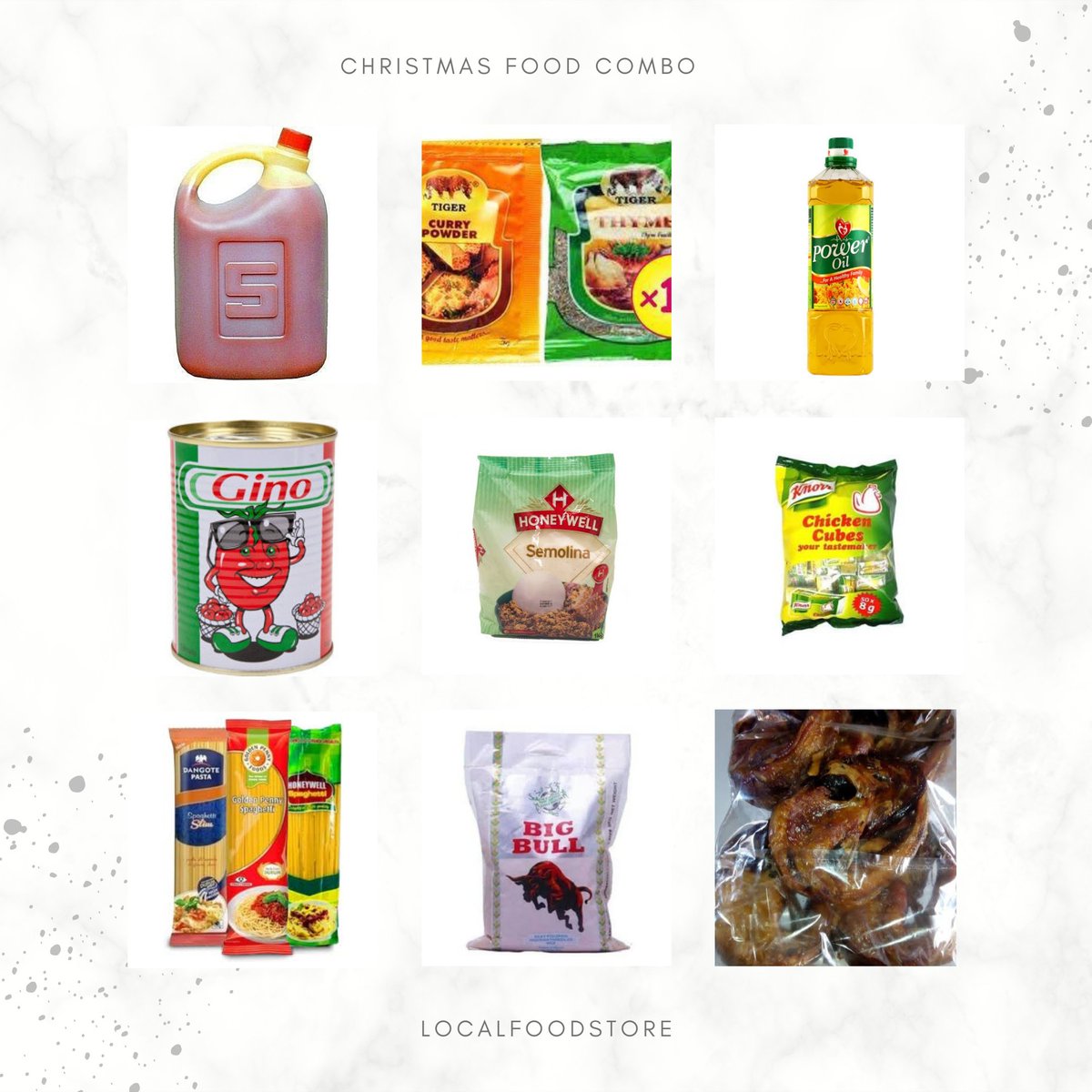 Starraysoutsour's tweet photo. Gladden someone's face with our Christmas food combo pack for Only N 13,200 inclusive of Delivery fee... For only island alone... #xmassales #StaySafe #stayhome #lindaikejiblog #MarketingTwitter #foodstuff #naijafoodblog #tspices https://t.co/4N5Ui2vY6a
