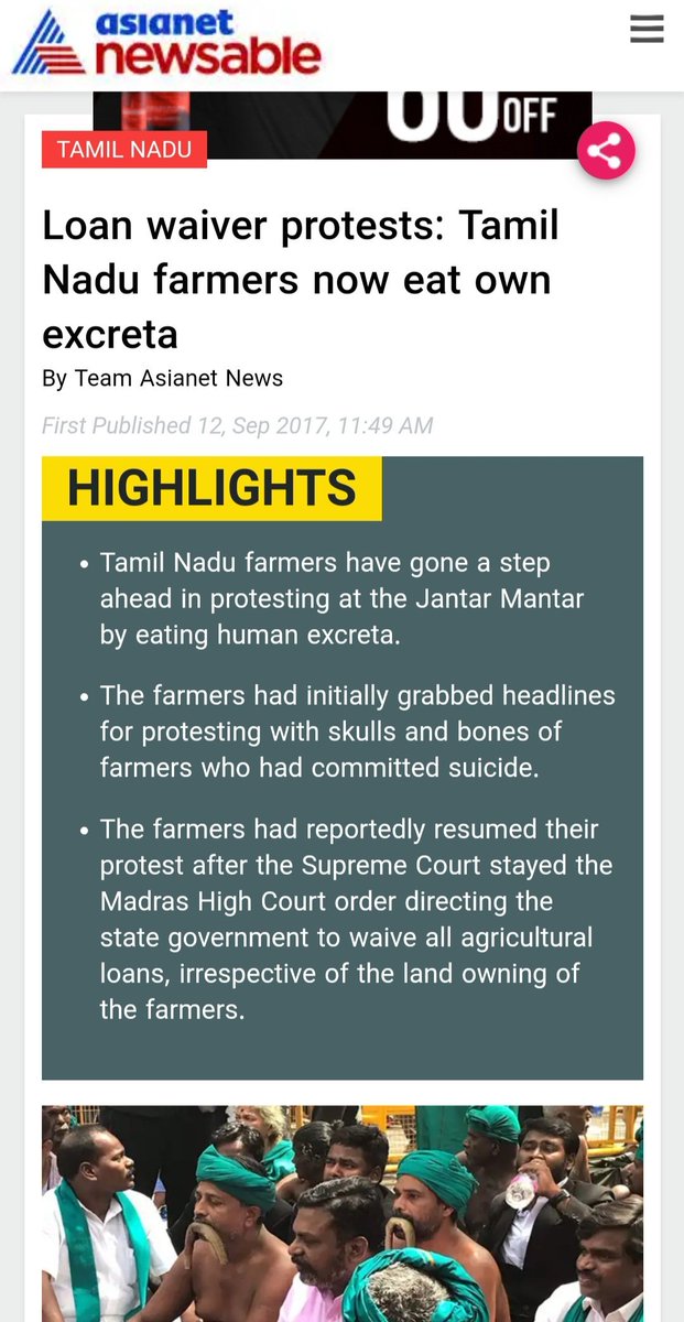 madhavmantri's tweet photo. Dear #Bhaktards,
In 2017, TN farmers whipped themselves, drank urine, ate their excreta to get PM's attention. 

Did any of you, who are outraged over biryani, pizza or foot massage utter a word in solidarity? https://t.co/DNWcX5Hon2