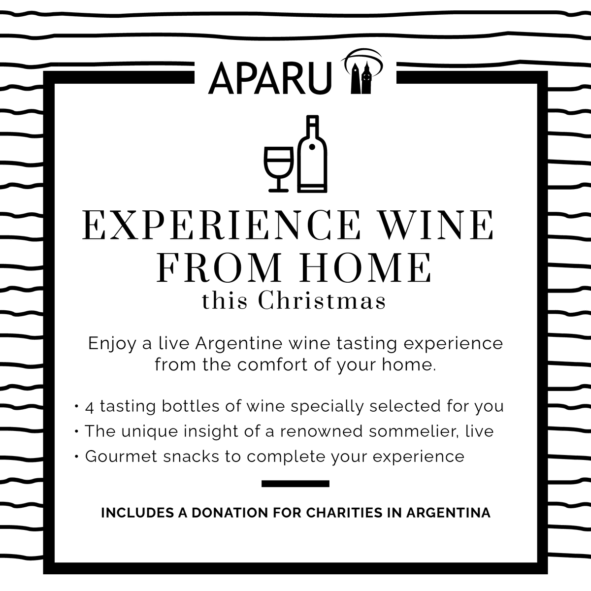 APARU_UK's tweet photo. LAST 2 DAYS to book our Live Argentine Wine Tasting. An experience to enjoy from the comfort and safety of your home this Christmas Season, whilst helping us support children in need in Argentina. More info and tickets at https://t.co/4zFa8SAQ5e https://t.co/QNug36rCEV