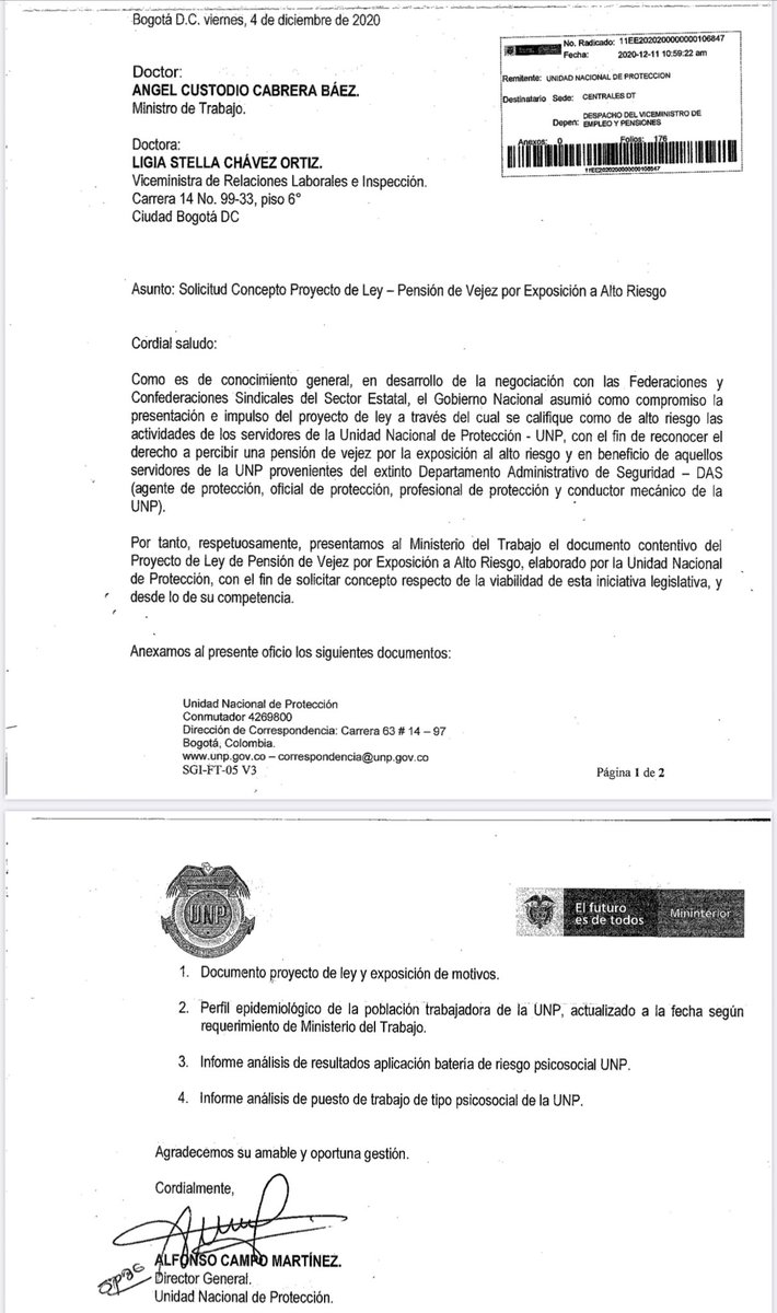 Proyecto de ley construido por <a href="/UNPColombia/">Unidad Nacional de Protección, UNP.</a> excluye y discrimina a agentes escoltas de Subdirección Especializada y a trabajadores de la seguridad tercerizados. Debemos defender y apoyar PL de <a href="/SandinoVictoria/">Victoria Sandino</a> que incluye y reconoce el alto riesgo a todos sin discriminación.
