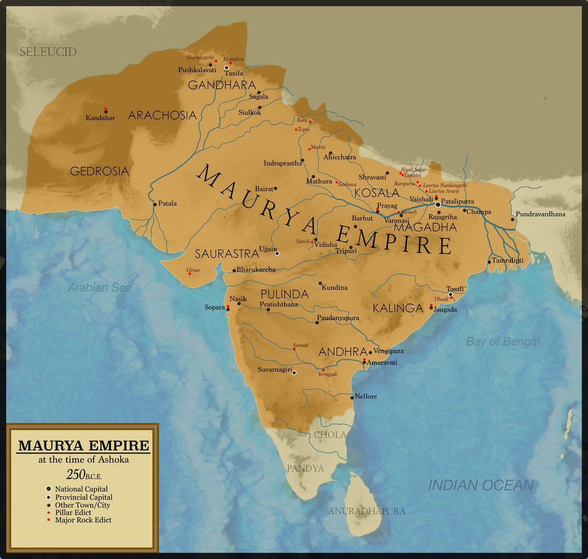 37/89That someone had become king the same year Alexander died, and was the first of a dynasty that would go on to become the largest the subcontinent has ever seen. His name was Chandragupta Maurya.At its peak, the Mauryan Empire covered nearly 2 million square miles.