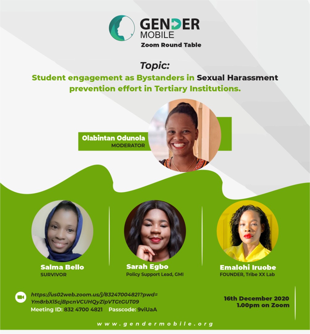 Der is a growing body of evidence indicating bystander interventn as a vital tool to stem to tide of sexual harassment in environments of learning. @Tribexxlablagos founder will spotlight the role of students in achieving zero-prevalence rate of SH. @endrapeoncampus @EVA_Nigeria