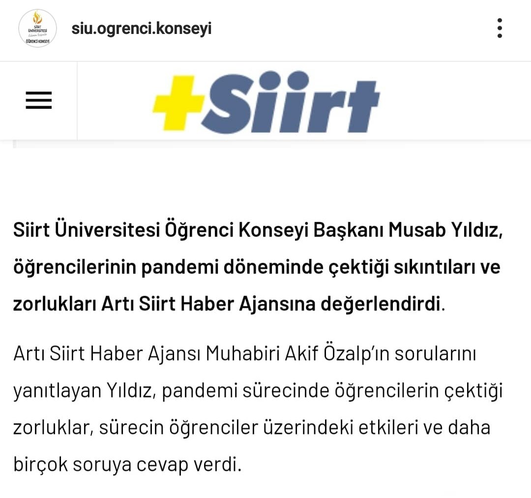 Siirt Üniversitesi Öğrenci Konseyi olarak, Öğrencilerimizin sorunlarını değerlendirdik.
Bize bu fırsatı sundukları için <a href="/artisiirt/">EIoṉ̲ Muʂⱪ ̲̲ .° ✨</a> ailesine teşekkür ederiz.

artisiirt.com/siirt-universi…