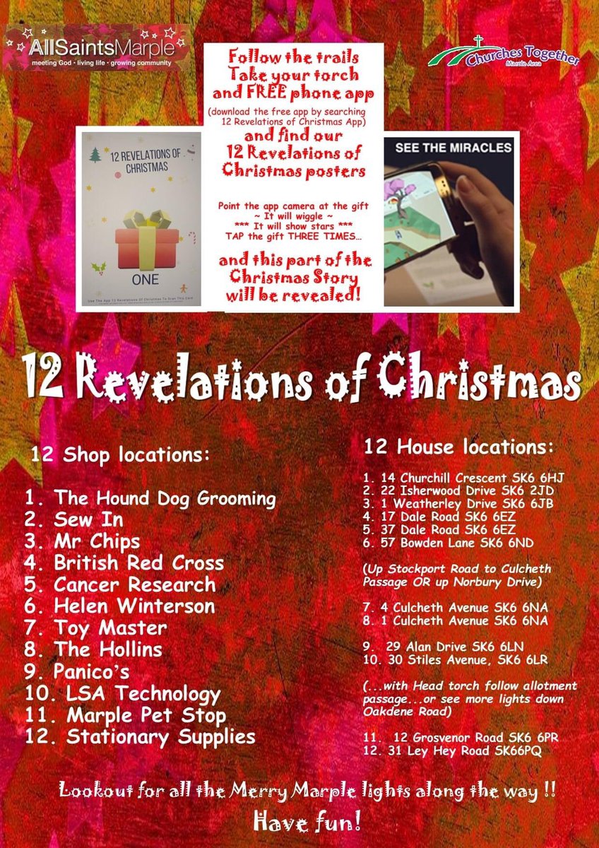 Download the app and follow the trail (either around the shops or the houses) to enjoy a new look at the Christmas story.

#christmas #marple #stockport #family #christmasstory