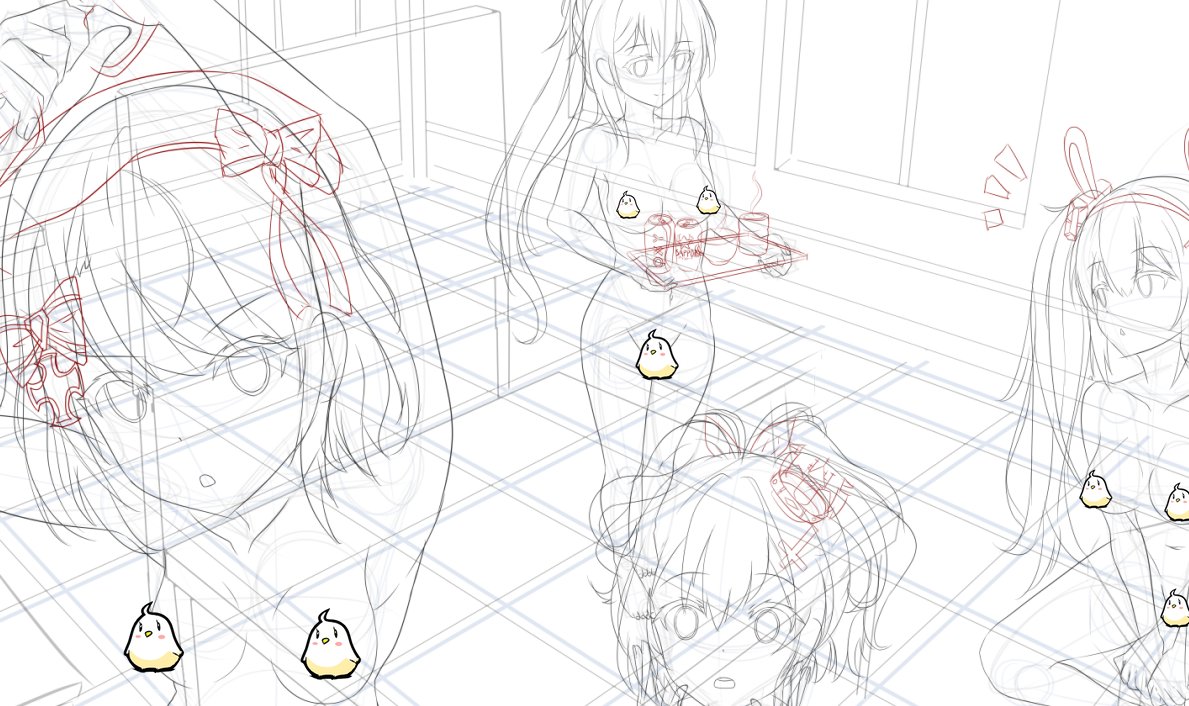 Hey guys, remember that Azur Lane zine I'm participating in?
finally it's time for some WIPs. I'm not allowed to post the full thing but crops are fine, (apologies for the noods, but I'm too sleepy to sketch the clothes. I'll do that later xD) 