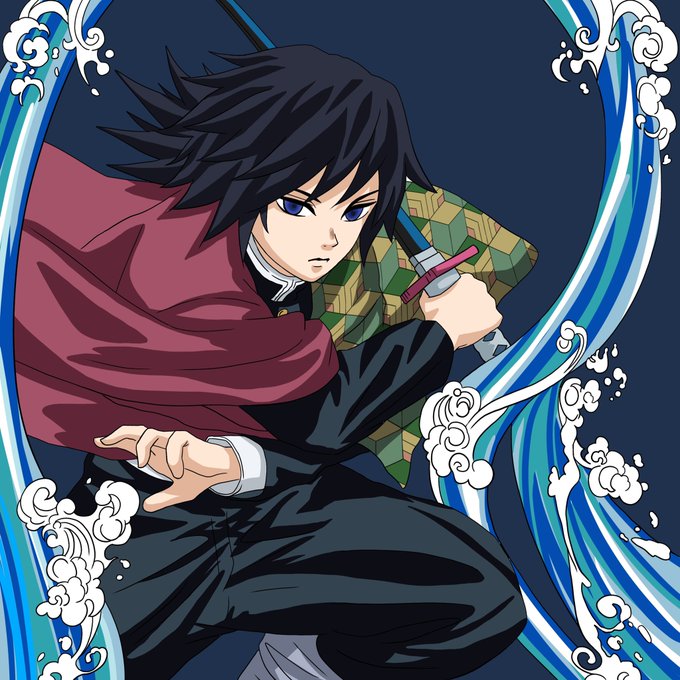 ぴよこさんがTwitterに投稿した冨岡義勇(鬼滅の刃)のイラスト。