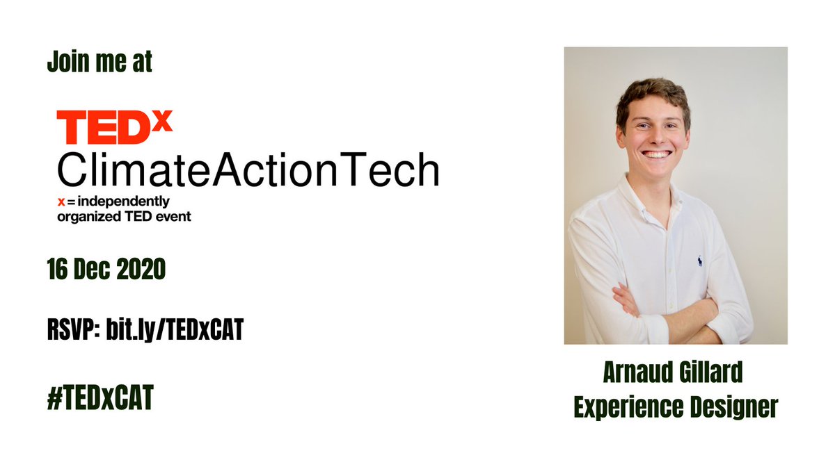 climateActTech's tweet photo. .@ArnaudGillard will be speaking at #TEDxCAT on Wednesday on #UX design, #climatecrisis and green teams
Join us Wednesday to learn more #TEDxClimateActionTech
https://t.co/Np1YA5GkcM https://t.co/yXRh67hYmf