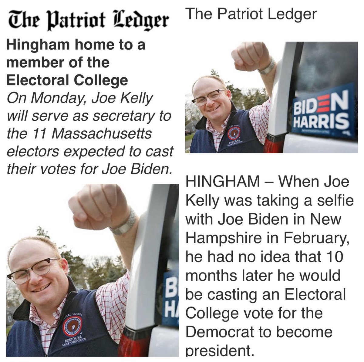 Congrats to <a href="/ibew/">IBEW</a> <a href="/IBEW103/">Local 103 IBEW</a> member <a href="/joekelly_sb/">Joe Kelly</a> Joe will serve as one of our state’s 11 Elector College votes for #PrezElect <a href="/JoeBiden/">Joe Biden</a> &amp; #VPElect <a href="/KamalaHarris/">Kamala Harris</a>