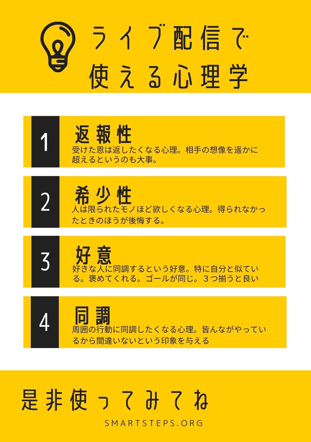 ライちゃん トップライバー ライブ配信で使える心理学の一例簡単にまとめてみました 応用次第ではいいかも ライブ配信 Pococha ライブ配信事務所 ビゴライブ 稼ぎたい 副業 ミクチャ ラインライブ 心理学 イチナナライブ ライブ配信コンサル