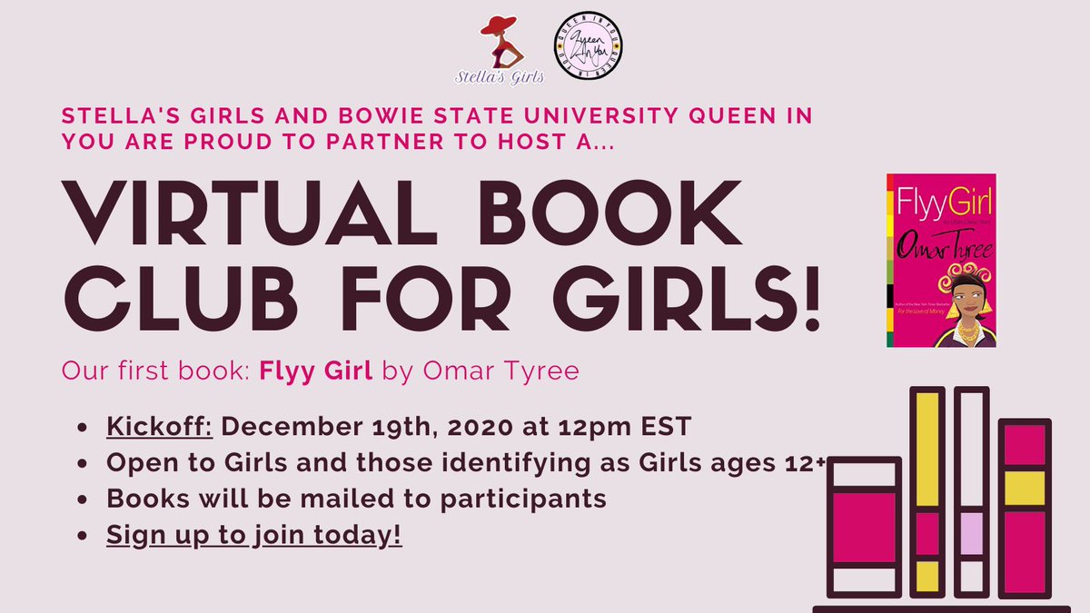 Calling all readers! Stella's Girls is partnering with <a href="/queeninyoubsu/">Queen In You BSU</a> to launch a virtual book club! Check out this link to join the fun! ow.ly/6NnB50CJy1s 
#QueenInYou #StellasGirls #BookClub #VirtualBookClub #FlyyGirl
*Funded by Charles County Health Department*