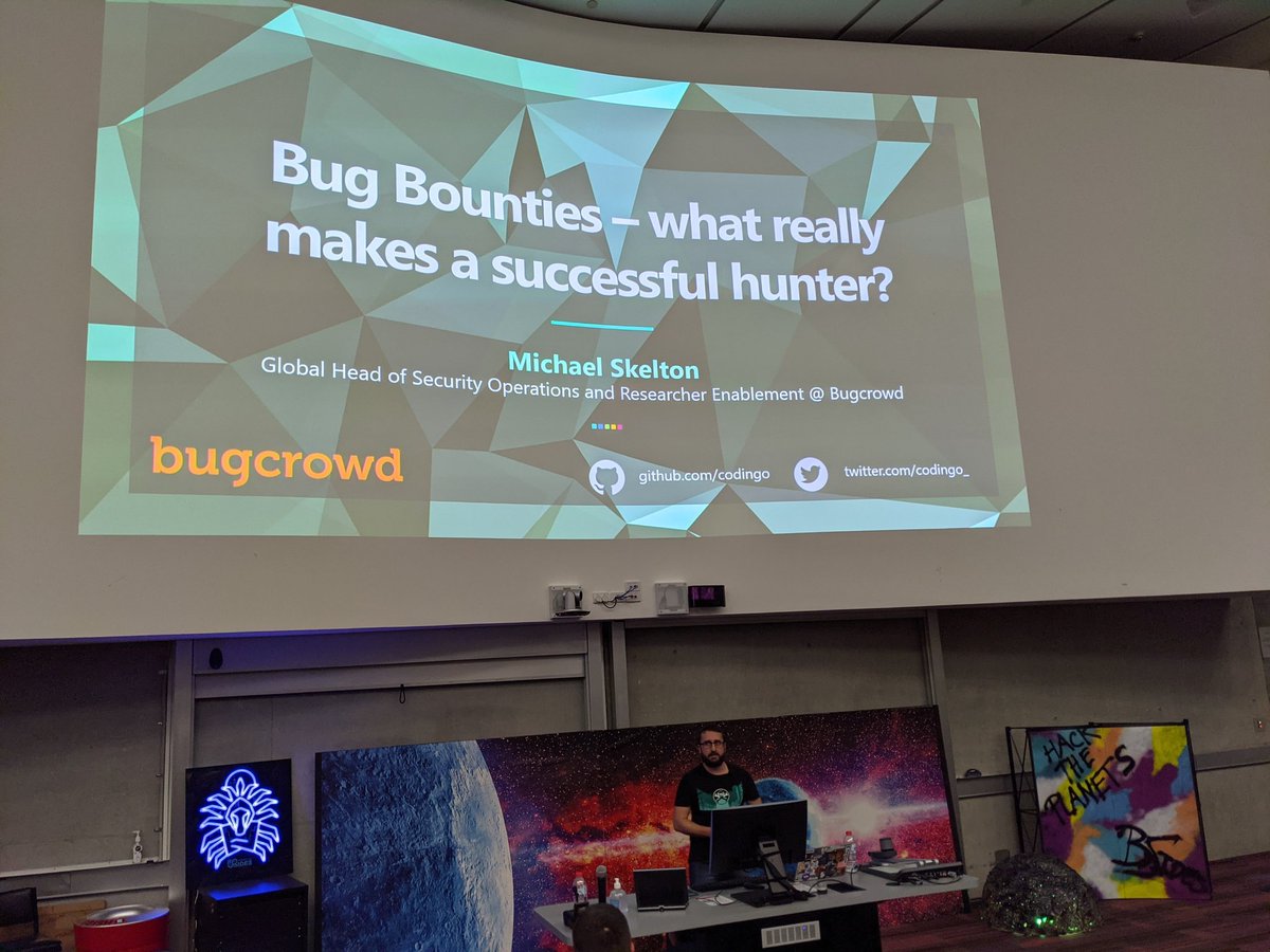 codingo_'s tweet photo. Was an epic @Bsides_BNE. A talk in the can, good catching up with folks, and got to see one of our @Bugcrowd ASE's @aidanstansfield and his team take down second in the CTF. See you all at CrikeyCon 2021! https://t.co/lC4tOsCMSU
