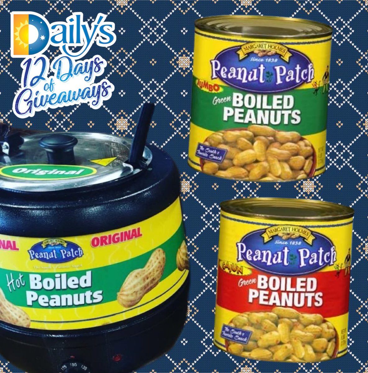 dailys_dash's tweet photo. Youโre in for a tasty treat!๐ Our day 6 giveaway is a @peanutpatchbp package!๐
๐ป๐This prize includes a mixed assortment of boiled peanuts AND an original kettle.๐คฉ #PeanutPatch
โ โ โ โ โ โ โ โ โ
To ENTER:
1. Follow @dailys_dash
2. Retweet
Enter on FB and Insta too! https://t.co/msNTStNt4D