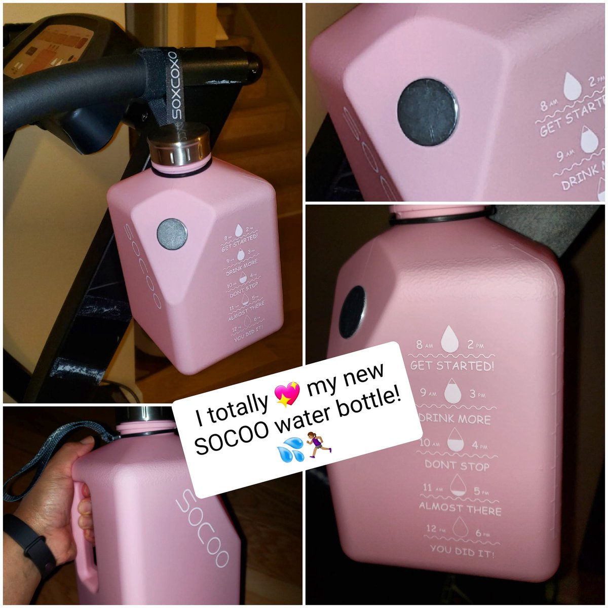 CremesCorner's tweet photo. I💖this bottle! I💖the magnetic plate for holding my📱, that it's BPA free🚫, the secure strap(it hangs from my treadmill perfectly😁), and the time marker to help me reach my #watergoal each day! And the little words of encouragement are cute also. 
https://t.co/zA41nMT51U https://t.co/8SN6rHanf4