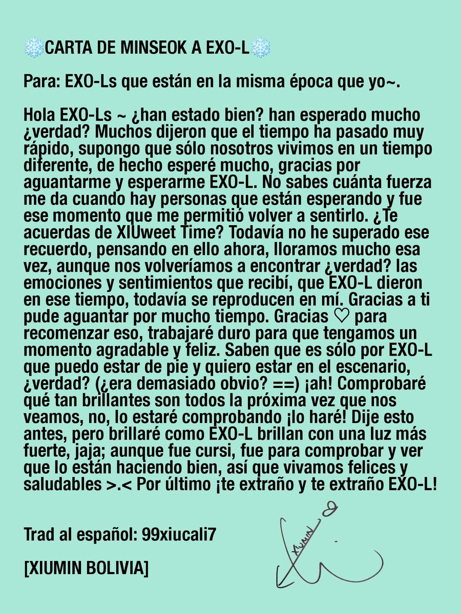 XiuminBolivia's tweet photo. 201212 ❄Carta de XiuMin para EXO-L❄

99xiucali7
[XIUMIN BOLIVIA] 
#WelcomeXIUnowFairy
#민석아_보고싶었어
#Let_It_XIUnow https://t.co/Et1lftwkKj