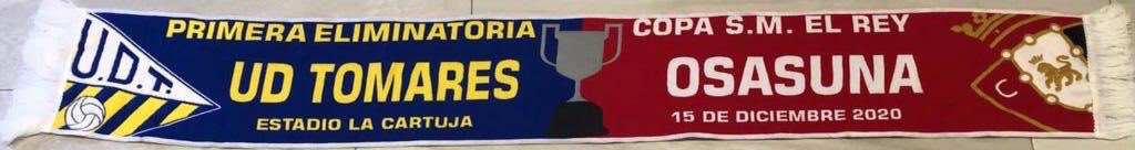 UD_Tomares's tweet photo. 🚨Atención aficionados🚨
A partir de hoy están a la venta las bufandas conmemorativas de la cita histórica 🆚 @CAOsasuna en nuestra primera participación en #CopadelRey 
💰10€
Venta a través de ☎️ 626 571 500 (Ángel) o en las propias oficinas del club.
¡No te quedes sin la tuya! https://t.co/IcOizmgPZS