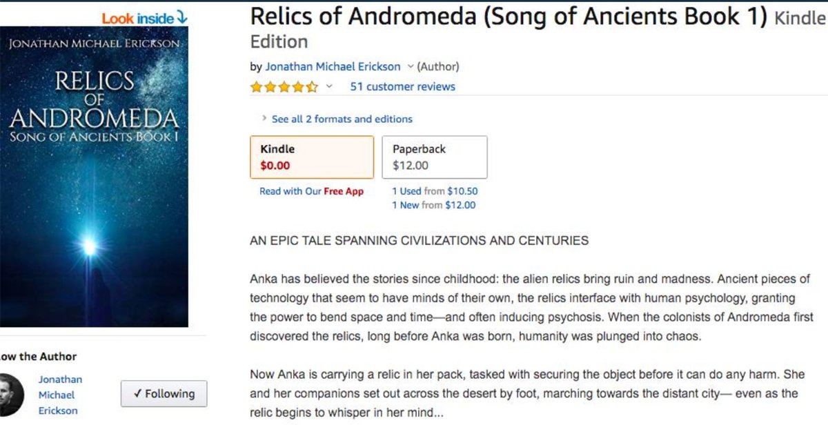 lphaEditor's tweet image. RELICS OF ANDROMEDA by Jonathan Michael @EricksonAuthor is currently FREE—smile.amazon.com/Relics-Androme…—An #epic tale spanning civilizations and centuries—thekindlebookreview.net/vote-scifi-fan—Get it NOW! 
#ScienceFiction #SciFi 
#IARTG
