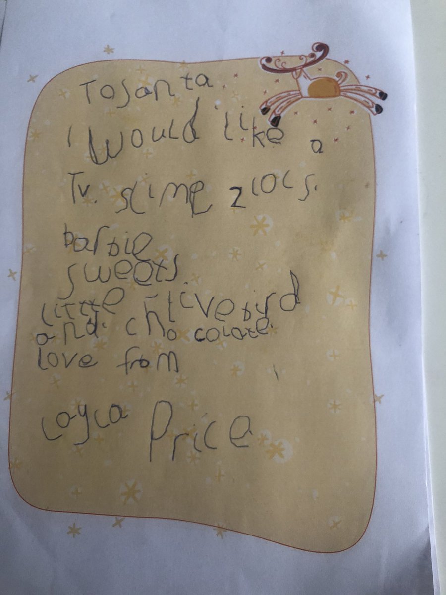 m_o_n_e1's tweet photo. @HIAMrSmith  Layla Price wrote her  letter to Santa 🎅🏼 x https://t.co/NvekzEWxpn