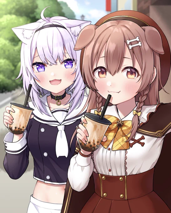 放課後おかころタピオカデート?
#絵かゆ #できたてころね #おかころ 