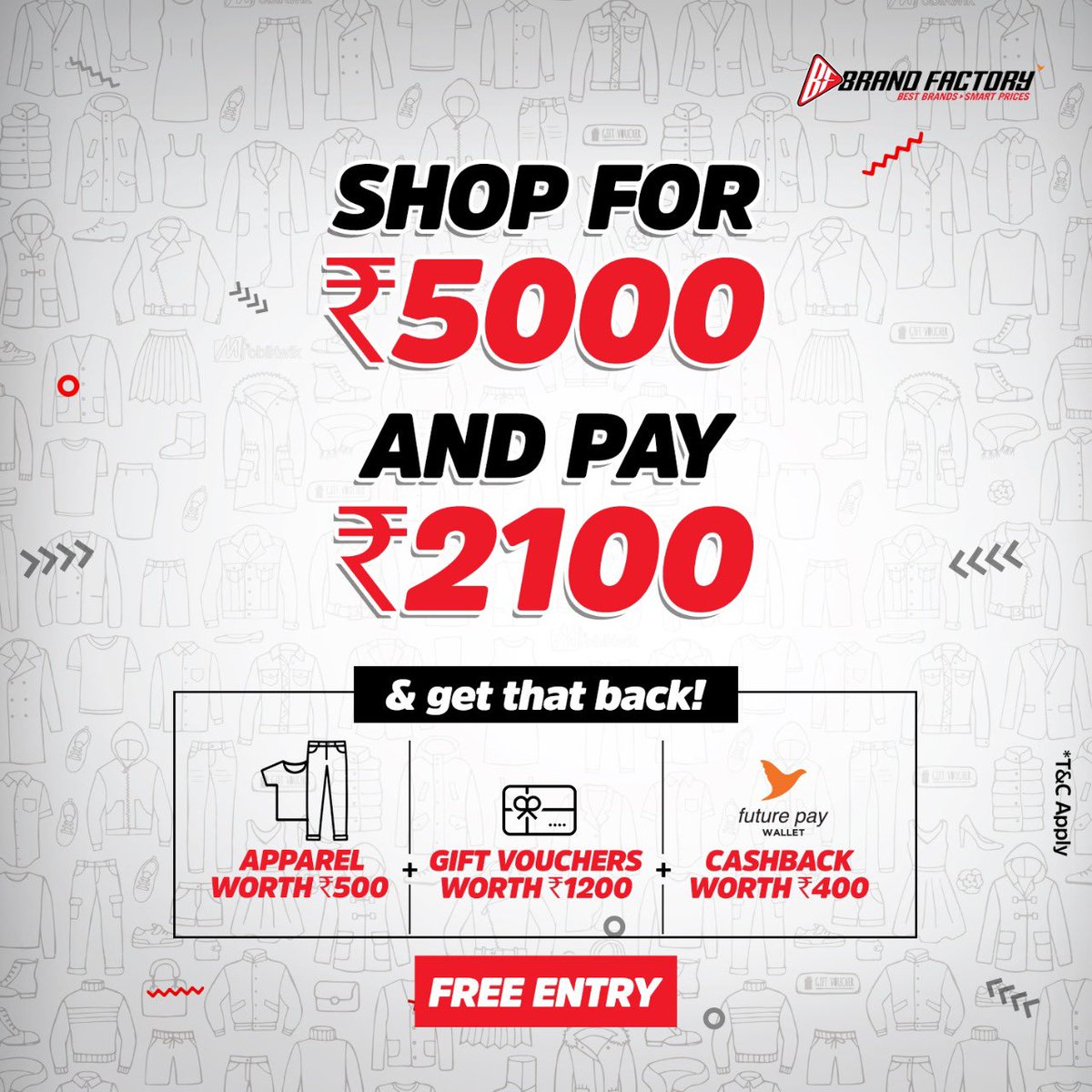 BrandFactoryIND's tweet photo. Brand Factory's Free Shopping Weekend is back from the 13th to 20th December with FREE ENTRY for all it's shoppers!
To know more about free shopping weekend, give a missed call on: 7506313001
Locate us now: https://t.co/vnxynhIzqY
#FreeShoppingWeekend #FswLammmbaChalega https://t.co/OH47Ty2Wyh