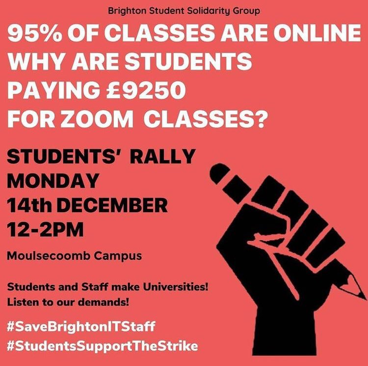 redsussex_'s tweet photo. Students, let your voices be heard! Join the solidarity rally on Monday the 14th ✊📣 #SaveBrightonITStaff #StudentsSupportTheStrike https://t.co/Src3izyvoU