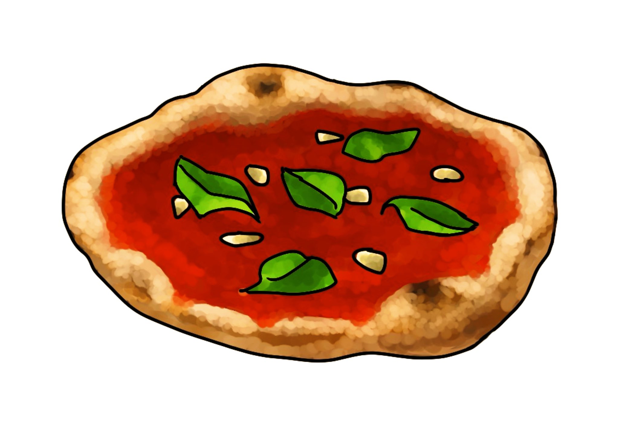Uzivatel 毎日イラストイタリア語 Na Twitteru マリナーラ Pizza Marinara ピッツァ マリナーラ トマトソースにオレガノ ニンニクなどを乗せて焼いたピザです 一説には18世紀頃貧乏な船乗り達の為にナポリのピザ屋が安価なにんにくを乗せて提供し始めたことから
