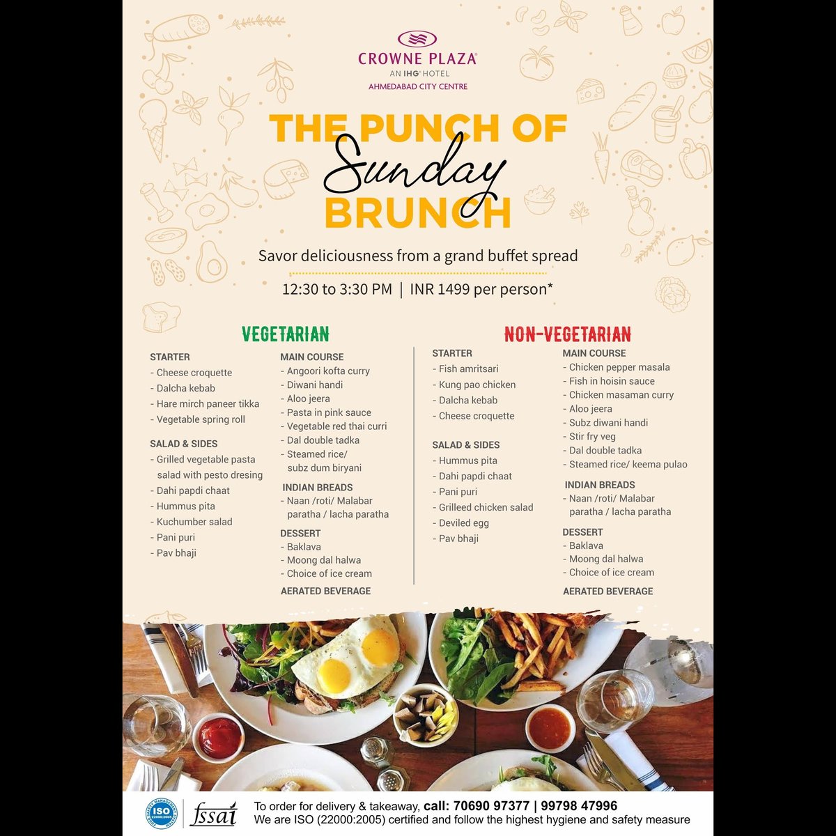 CPAMDCH's tweet photo. The keys to a happy #Sunday lies in the happiness of your paunch. So, here we are with The Punch of Sunday Brunch at INR 1499 per person*!🍽
7069097377, 9979847996📞
12:30 to 3:30 PM
*Taxes Extra!
#crowneplazaahmedabad #sundaybrunch #weekendvibes #brunchtime #buffet #brunchbuffet https://t.co/CTiASCcQME