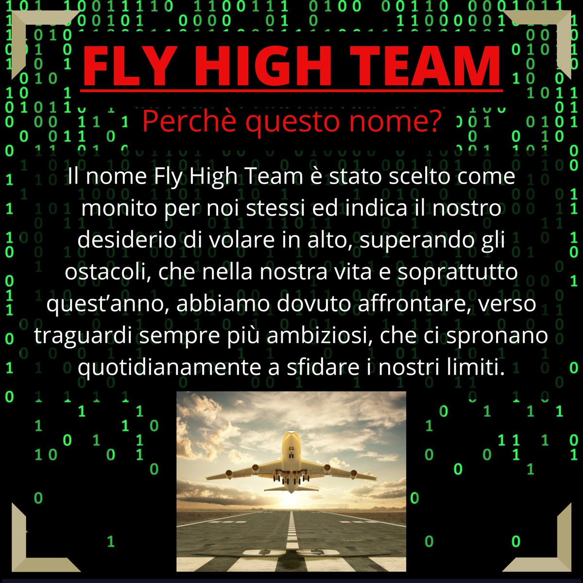 team_hight's tweet photo. Cominciamo questo percorso parlandovi del perché abbiamo scelto questo nome per il nostro team.
Rimanete connessi per i prossimi aggiornamenti ✌🏻
#ASOC2021 #ascuoladiopencoesione #FlyHighteam https://t.co/I9lHMSuIbG
