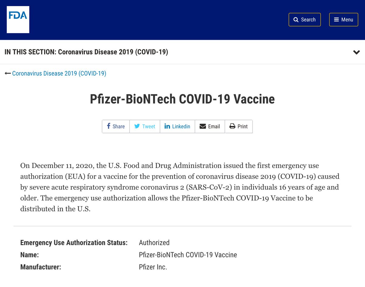 Allergy details for  @US_FDA  #COVID vaccine approval:Anyone with known allergy to this vaccine or ingredients should avoid This does NOT apply to anyone with allergy to foods, medication, etcThere are no food allergens, preservatives or latexSee:  https://www.fda.gov/media/144414/download