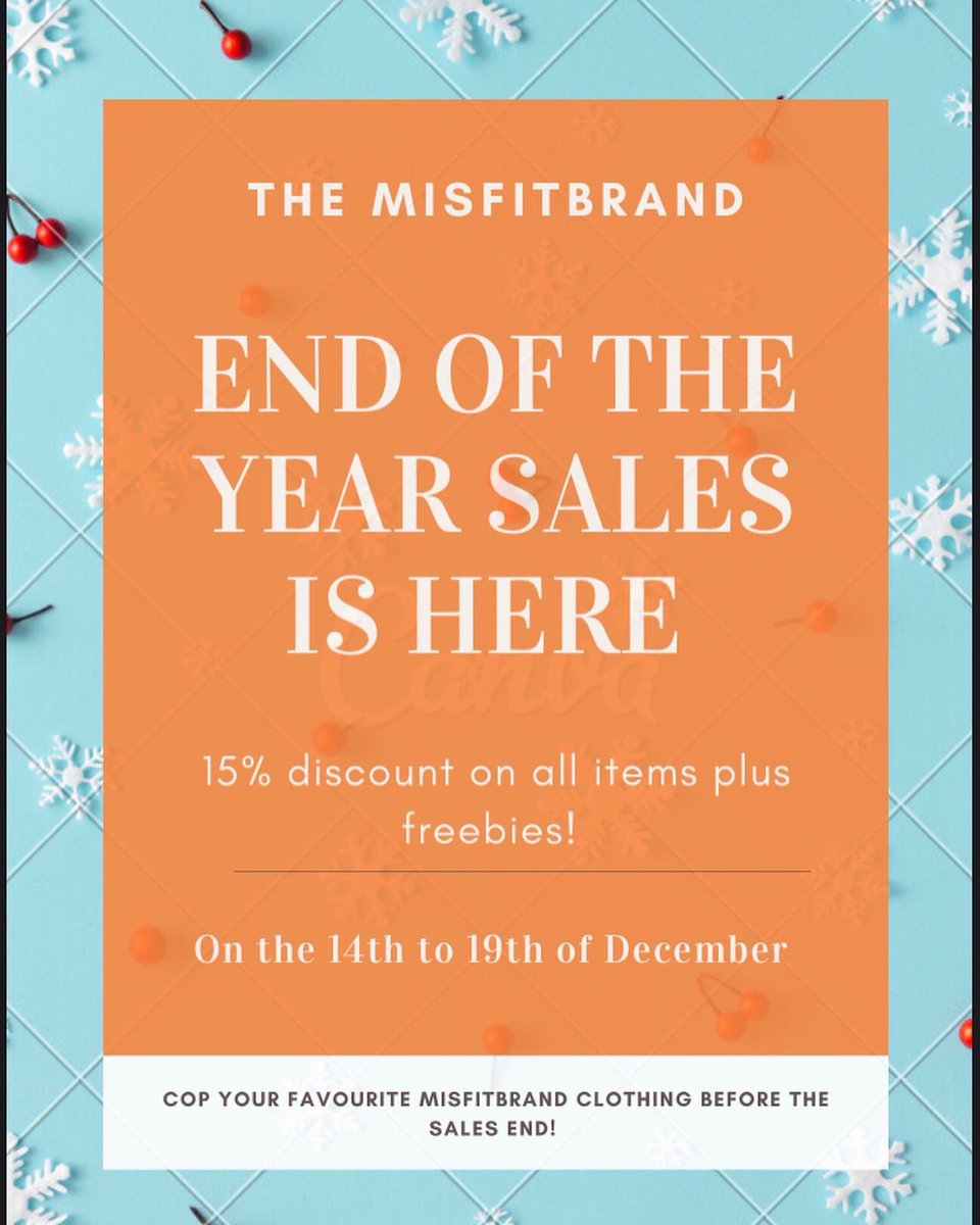 misfitbrand's tweet photo. Yayyyy!!💃🏽
The Misfitbrand End of the Year Sales is here🤩
From the 14th - 17th of December, Enjoy 15% off all Misfitbrand Clothing plus Freebies in every order 🥳
You don’t want to miss this 😌
Time to spoil yourself this Holiday season🧚🏾😌 https://t.co/g4pEHhoGml