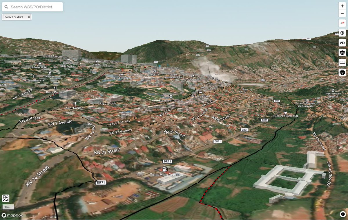 Jin Igarashi در توییتر ３dの地形の上にosmの建物立ち上げてみたら リアルなキガリ ルワンダの首都 が再現できてしまった