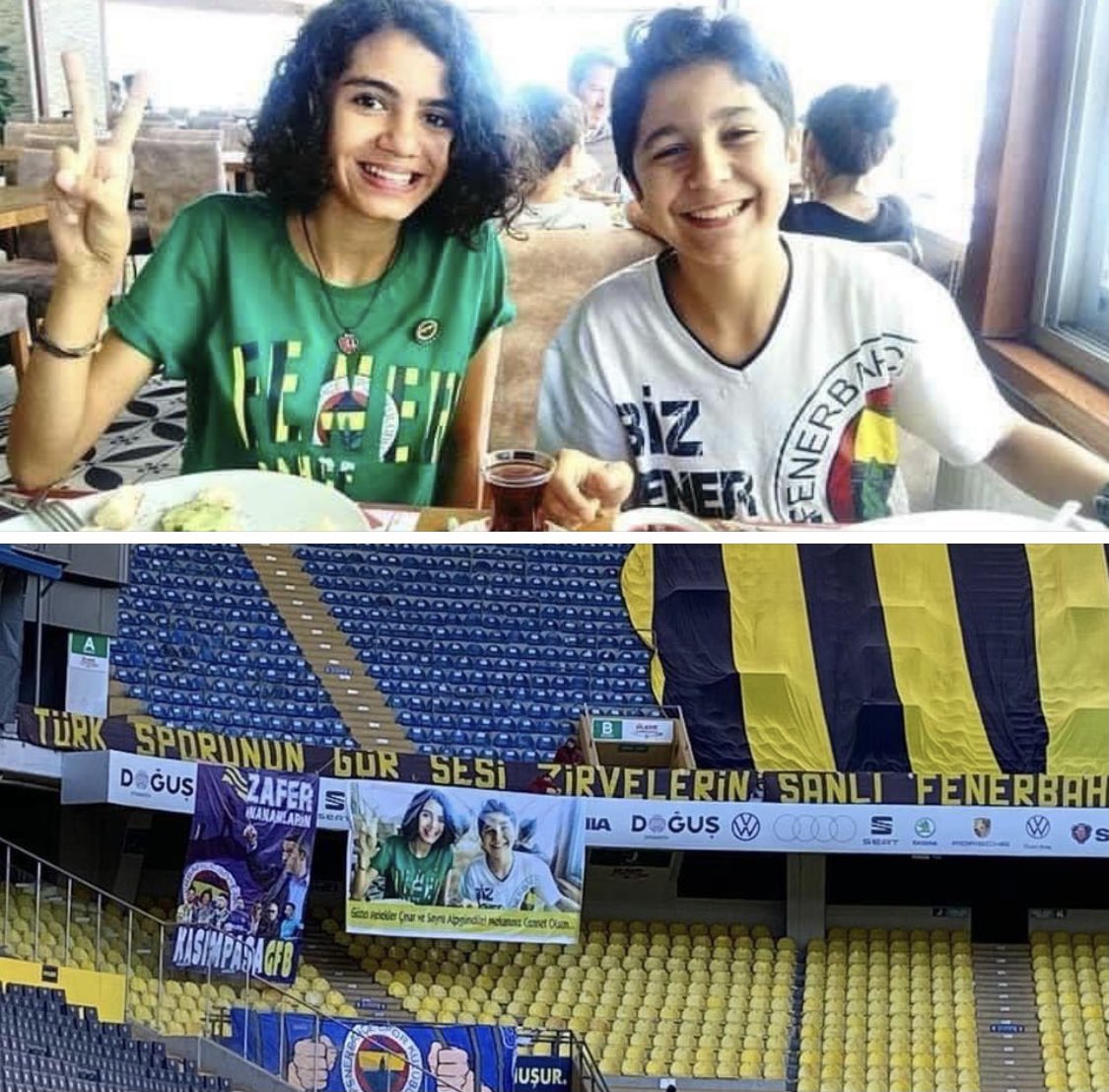 fenerbahçe rend hommage aux jumeaux Sayra et Çınar décédés lors du tremblement de terre à izmir..nur içinde yatın çocuklar 🤍