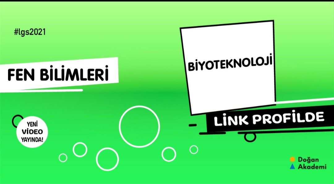 LGS 2021'e hazırlanmaya soluksuz devam ediyoruz. Evet, bugünkü dersimiz Fen Bilimleri ! 📢 "🥳 ''Biyoteknoloji'' konusu ile ilgili örnek sorular ve yeni nesil soru taktikleri ... Videomuz yayında. 👍🏻Link 👉 bit.ly/3gCBjqo  #lgs2020 #2021tayfa #doğanakademi #biyoteknoloji